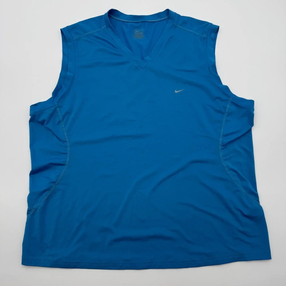Nike Team Women Blue Athletic Tank Top Sleeveless V-Neck Training Shirt XL 16-18